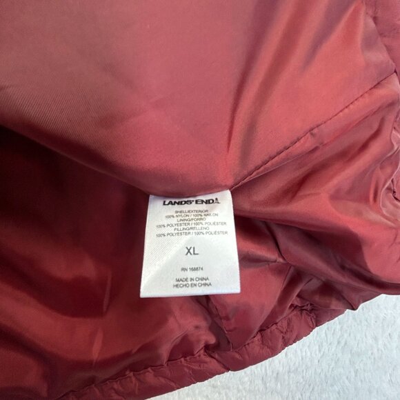 Lands' End Womens Quilted Vest XL Red Full-Zip Pockets Packable Outdoor NWOT - Picture 4 of 9